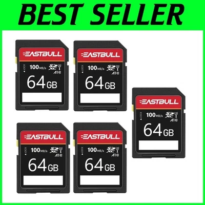 5-Pack 64GB SD Cards U1 V30 High-Speed - 5 Mini Cases - Image 1 of 4