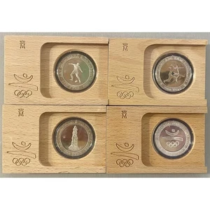 ESPAÑA SERIE I 4x 2000 PESETAS PLATA 1990 OLIMPIADA BARCELONA 92 PROOF - Picture 1 of 4