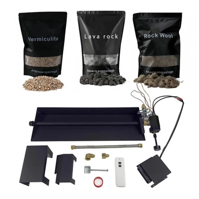 Americangaslos 18 英寸 - 24 英寸燃烧器盘带阀门遥控器适用于燃气壁炉燃气 — 第 1/4 张图片