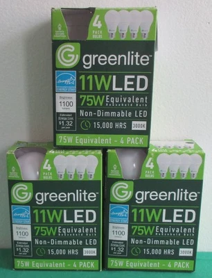 Greenlite 11W LED 9 Light Bulbs 75W Equivalent Non-Dimmable Household A19 - Image 1 of 4