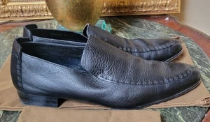 GUCCI Men's Black Leather Whipstitch Slip On Loafer Day Evening Shoes 10.5 D - Picture 1 of 9