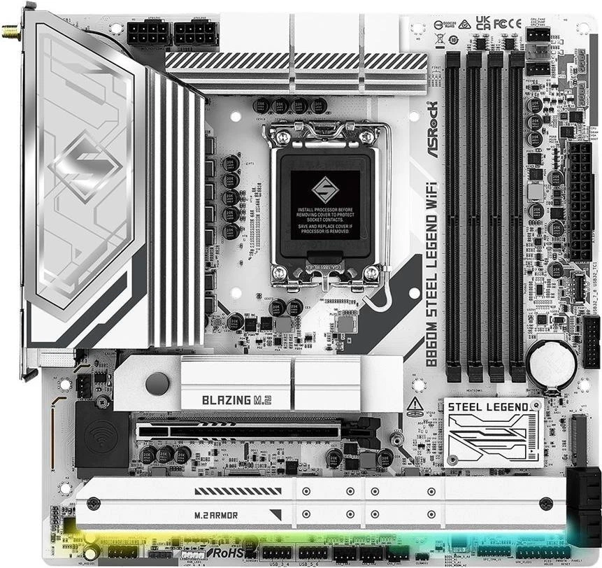 ASRock B860M Steel Legend WiFi Intel 1851 Socket Motherboard Micro-ATX 4x DDR5 S - Immagine 1 di 1