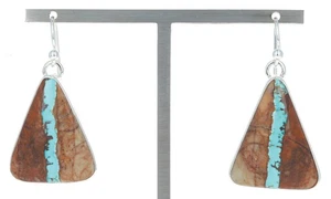 Pendientes Turquesa Cinta Royston Natural Por Artista Navajo Angela Martin - Imagen 1 de 2