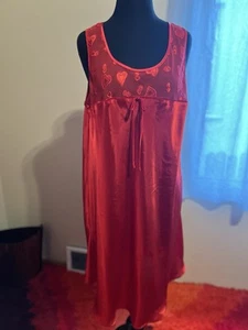 0x Plus Size Satin Nightie Nightgown Liquid Satin Serenada Red Hearts *sm snag - Picture 1 of 10