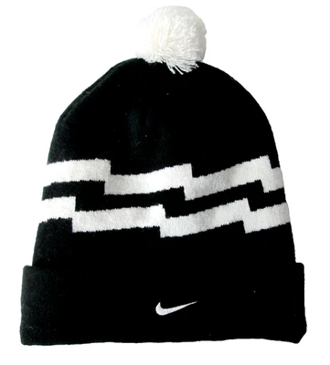 Unisex OS Nike Sportswear Black Beanie Hat Cap Logo Pom Pom Trim - Image 1 of 4