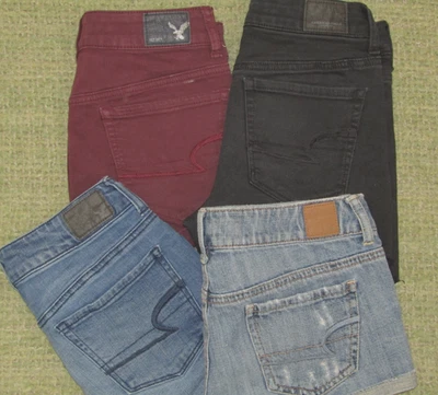 Lote de (4) Pantalones Cortos Denim Corte AMERICAN EAGLE SHORTIE Para Mujer 2 Foto 1 de 4
