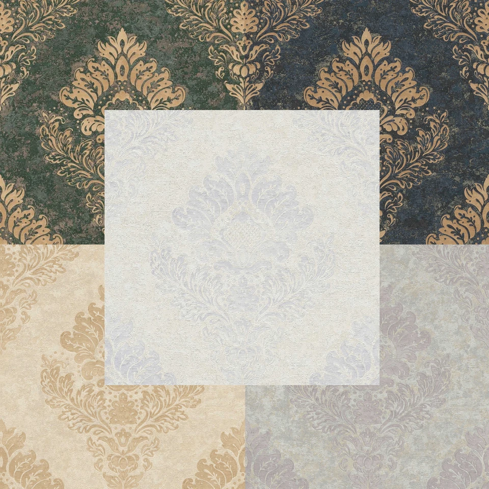 Tapete mit floralen Ornamenten in metallischer Vintage Optik Vliestapete Barock - Bild 1 von 1