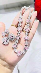 Indian Wedding Fashion Bridesmaid Ad Cz Zircone Necklace Earrings Women Jewelry