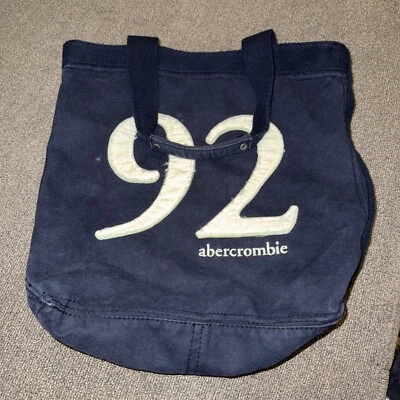 ABERCROMBIE & FITCH Canvas Shoulder Tote Bag Y2K Navy - Image 1 of 4