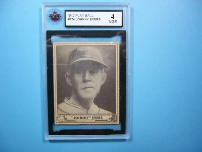 1940 PLAY BALL GUM INC. MLB BASEBALL CARD #174 JOHNNY EVERS KSA 4 VG/EX SHARP GL - Image 1 of 2