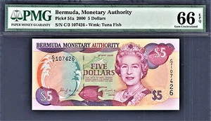 Bermuda $5 QEII 2000 Pick-51a GEM UNC PMG 66 EPQ - Picture 1 of 2