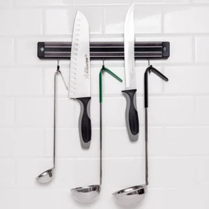 Soporte/tira para cuchillo magnético negro de 13" con ganchos y piezas de montaje envío gratuito a EE. UU. - Imagen 1 de 2