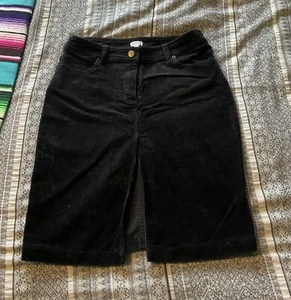 Etam Black Cord Skirt Size 8 Front Split Great Condition - Picture 1 of 4