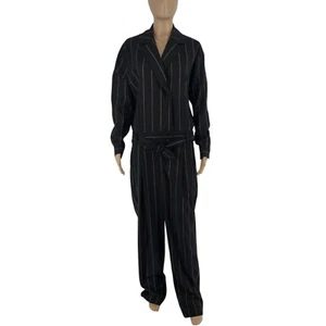 RRP 449 Closed Schwarz Gestreift Wollmischung Langärmelig Gürtel Overall Größe M - Bild 1 von 10