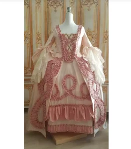Abito da sposa rosa regina Maria Antonietta abito da ballo A La Francaise francese - Foto 1 di 9