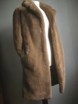 HOBBS faux fur COAT glam rock XS 6 8 brown yeti teddy furry silky diva - Image 1 of 4