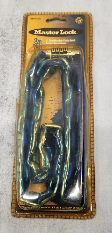 Vintage Master  Lock Bike Combination Lock 3ft Blue Vinyl Coated Chain - Image 1 of 3