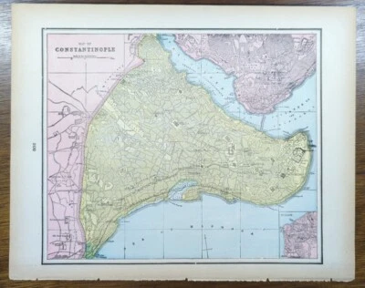 Vintage 1895 CONSTANTINOPLE Map 14"x11" Old Antique Original ISTANBUL — 第 1/4 张图片