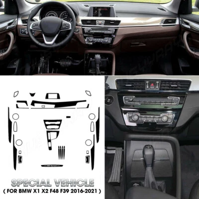 Calcomanías de ajuste interiores con patrón de fibra de carbono 3D hágalo usted mismo para BMW X1 X2 f48 f39 2016-2021 Foto 1 de 4