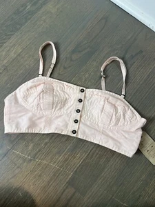 All Saints Spitalfields Makda BH 12 Vintage rosa kurzes Oberteil Leinenmischung neu mit Etikett 110 $ - Bild 1 von 8