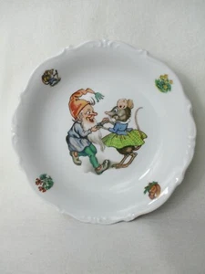 Assiette pour enfants souris naine danse porcelaine années 20 nain gnome contes de fées - Photo 1 sur 7