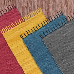 Arriba, Cotton Chindi Rug (24x 36 Inches - 2x3 Ft) Bohemian reversible Dhurrie. - Picture 1 of 40