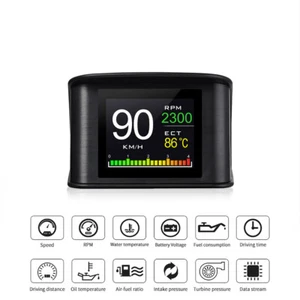 OBD2 HUD Car Head Up Display Gauge Water Oil Temp ETC Voltage Speed Meter Alarm - Picture 1 of 11