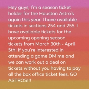 Houston Astros Season Tickets Section 254 And 255. Multiple Tickets Per Section - Picture 1 of 1