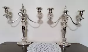 Antique English Pair Barker-Ellis 3 Light Candelabras 15" Tall Convertible - Picture 1 of 14