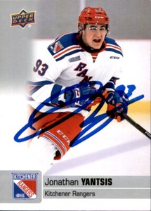 Jonathan Yantsis Signed Autographed 19/20 Upper Deck CHL card Kitchener Rangers