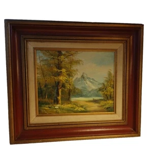 Herbstlandschaft Original Ölgemälde C Hirschbäume Berg gerahmt 14x16 - Bild 1 von 14