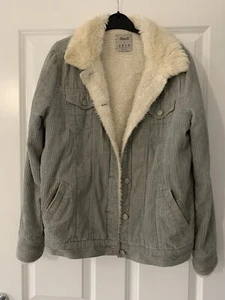 Denim Co Womens Grey Corduroy Style Coat Fur Lined Size S - Picture 1 of 5
