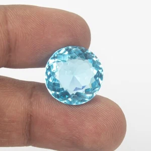 Topazio blu svizzero tondo traslucido naturale certificato 22,0 ct gemme sfuse AE-179 - Foto 1 di 13