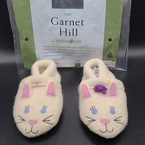 Garnet Hill Kids Baby Slippers Size 20 Boiled Wool Bunny Rabbit - Picture 1 of 16