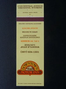 Matchbook Cover DOWNTOWN MOTOR INN Central Avenue, Cheyenne, Wyoming - Picture 1 of 2