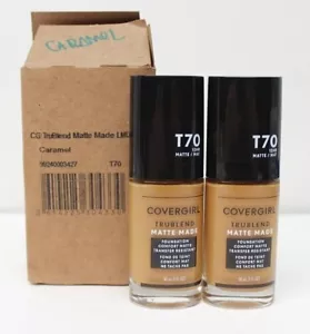 LOT OF 2 Covergirl Trublend Matte 12hr Foundation T70 Caramel 30ml (1fl oz) - Picture 1 of 5