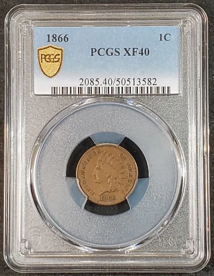 1866 Indian Head Cent PCGS VF40 2085.40/50513582 Exquisite Coin Rare - Image 1 of 4