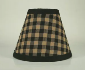 Country Black Medium Check Fabric Chandelier Candle Lampshade Lamp Shade - Picture 1 of 7