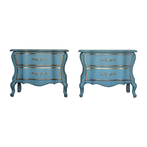 Vintage French Style Blue Nightstands - a Pair Cover