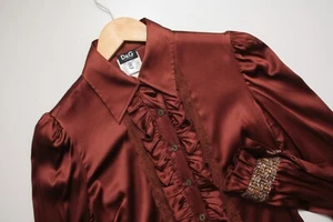 Dolce & Gabbana Terracotta Brown Silk Blouses Women's - Picture 1 of 6