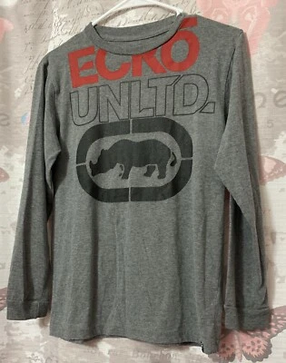 ECKO UNLTD футболка молодежи мальчика размер L (14-16) серый графический печать логотип - Изображение 1 из 4