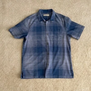Tommy Bahama Shirt Mens Large Blue Button Up Silk Blend Hawaiian Camp Casual - Picture 1 of 10