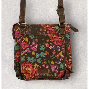 Relic Crossbody Bag Canvas Brown With Floral Design - Picture 1 of 8