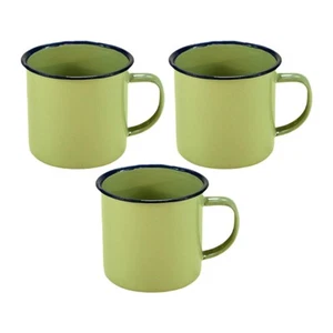 3 Pieces Enamel Coffee Mugs Drinkware Easy Clean Birthday Gifts with Handles - Picture 1 of 5