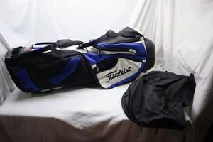 TITLEIST 4WAY BLUE/BLACK/WHITE GOLF CLUB STAND BAG W/COVER - Picture 1 of 21