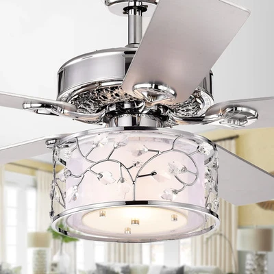 Swerl 52-inch 1-light Lighted Ceiling Fan Grey,Silver Traditional,Glam - Image 1 of 4