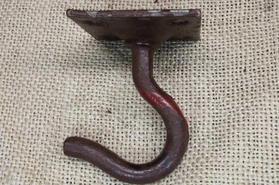 Antiguo gancho para plantas porche techo pared 1 3/4" línea de lavado rústico vintage marrón/rojo Foto 1 de 4
