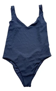 BOYS AND ARROWS Bonnie HighSide One Piece Backless Black Ribbed Bathing Swimsuit - Picture 1 of 11