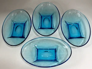 Hazel Atlas CAPRI Azul 8" Cuencos Ovalados (JUEGO de CUATRO) Excelente Estado MCM - Imagen 1 de 5