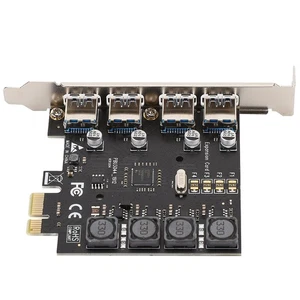 4 Port PCI-E To USB 3.0 PCI Express Expansion Card Adapter 5 Gbps Speed NEW - Afbeelding 1 van 7